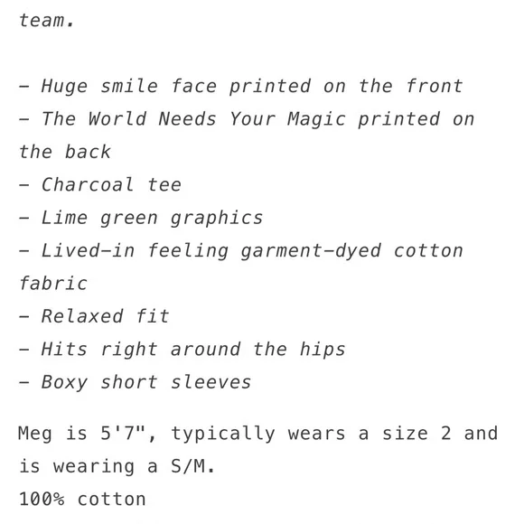 NWOT Dressed in LALA Washed Charcoal Tee with Neon Lime Smiley - Size S/M - Picture 11 of 12